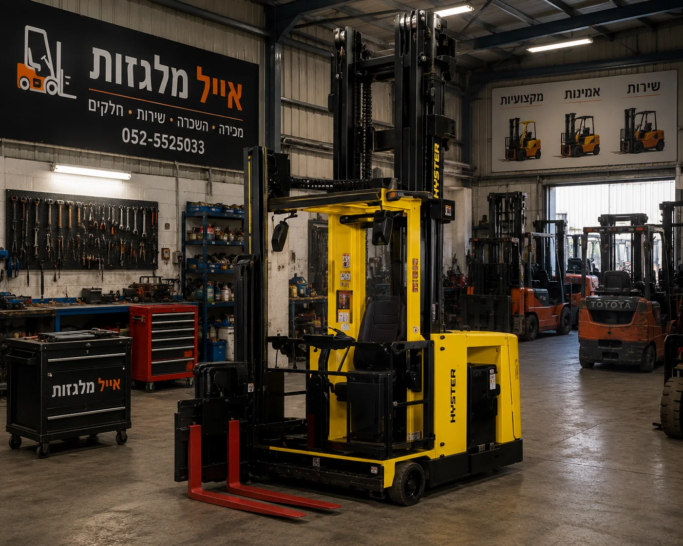 מלגזת צריח יד שניה למחסנים גבוהים